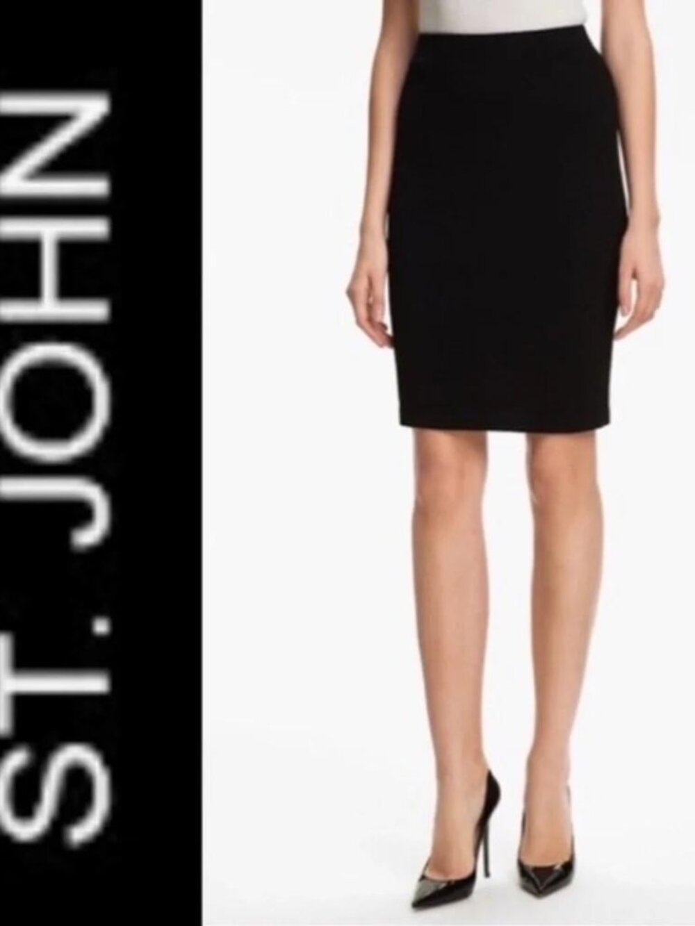 St John Collection Black Pencil Skirt 10